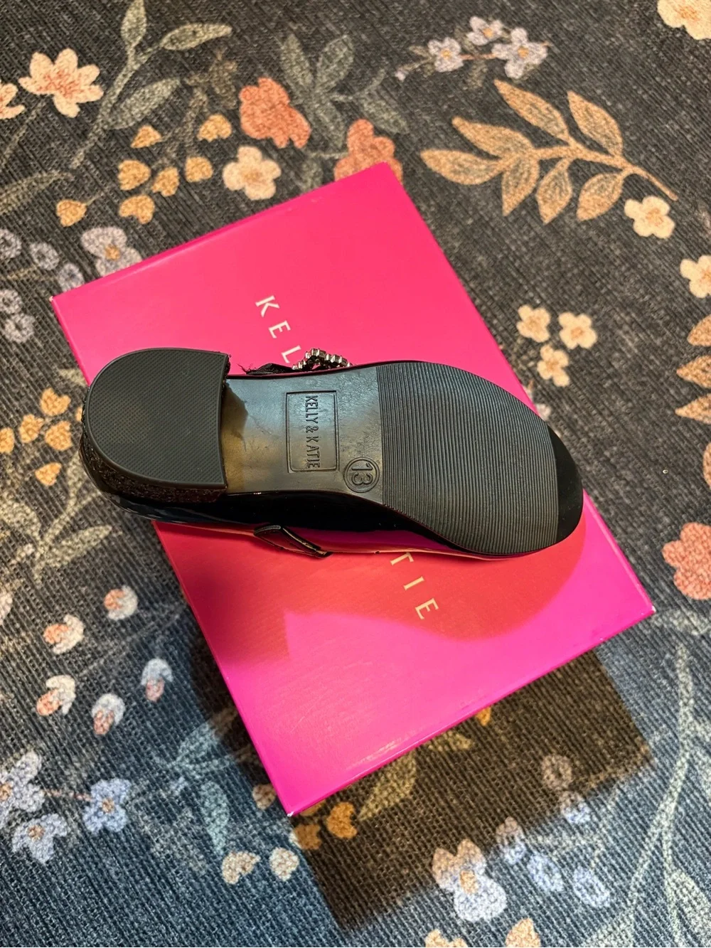Girls black sequin heeled dress shoes